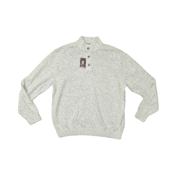 NEW IZOD Men's Big & Tall Gray Marled Cotton Quarter-Button Sweater Size XXL - Picture 1 of 8